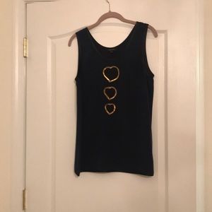 Navy silk tunic with metallic heart detail